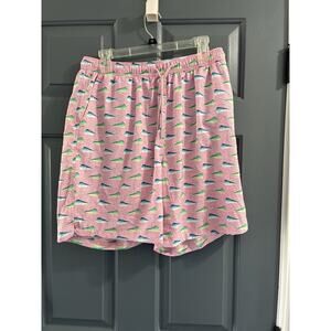 Peter Millar Seaside Collection Mens Swim Trunks Size Large Pink Fish Drawstring